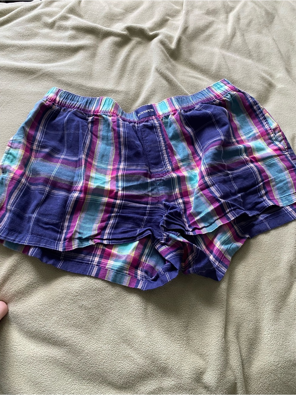 Plaid Athletic Lounge Shorts - Purple Plaid